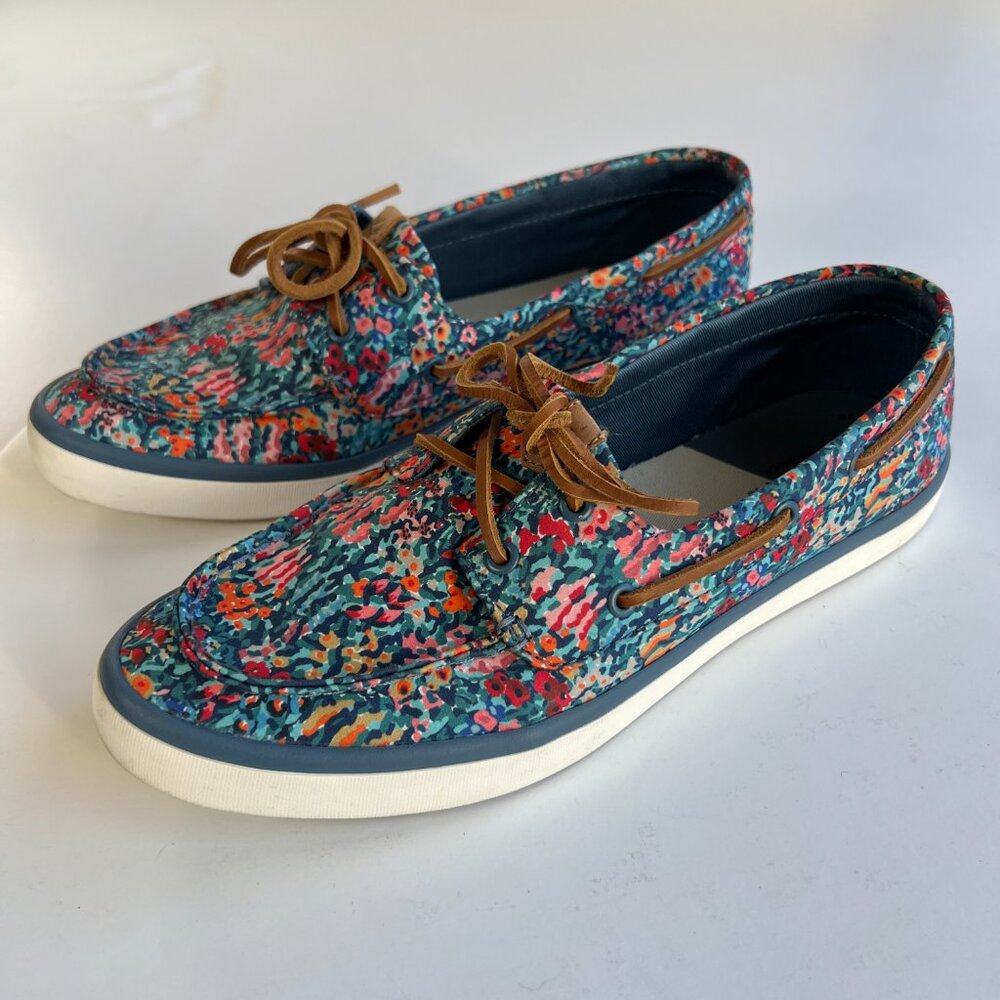 Sperry Liberty Floral Print Topsiders Boat Shoe Loafers Womens Size 9.5